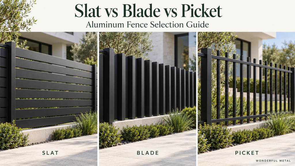 Slat vs Blade vs Picket Aluminum Fence